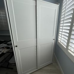 IKEA HAUGA Wardrobe with sliding doors, white, 