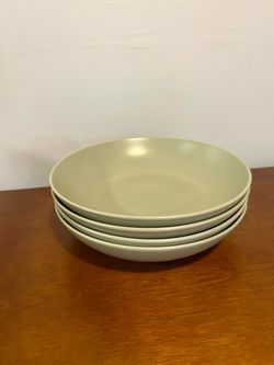 Set of 4 Ikea Sage Green Shallow Bowls