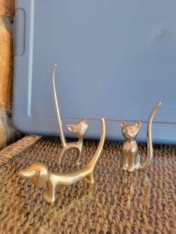 Vintage Mid-Century Modern Brass Cat/Dog Figurine Ring Holders - 3 Styles