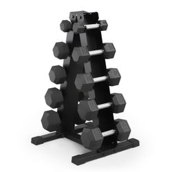 Marcy 150 lb. Rubber Hex Dumbbell Set with Rack $199.99