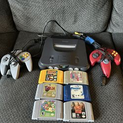 Nintendo 64 With Extra Controller And 6 Games
