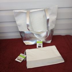 Imagin8 canvas tote bag with make up bag