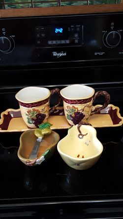 Bella Casa by Ganz Mugs, Tray & Condiment Dishes
