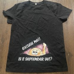 Womans Black Maternity Shirt Due In September Medium #6