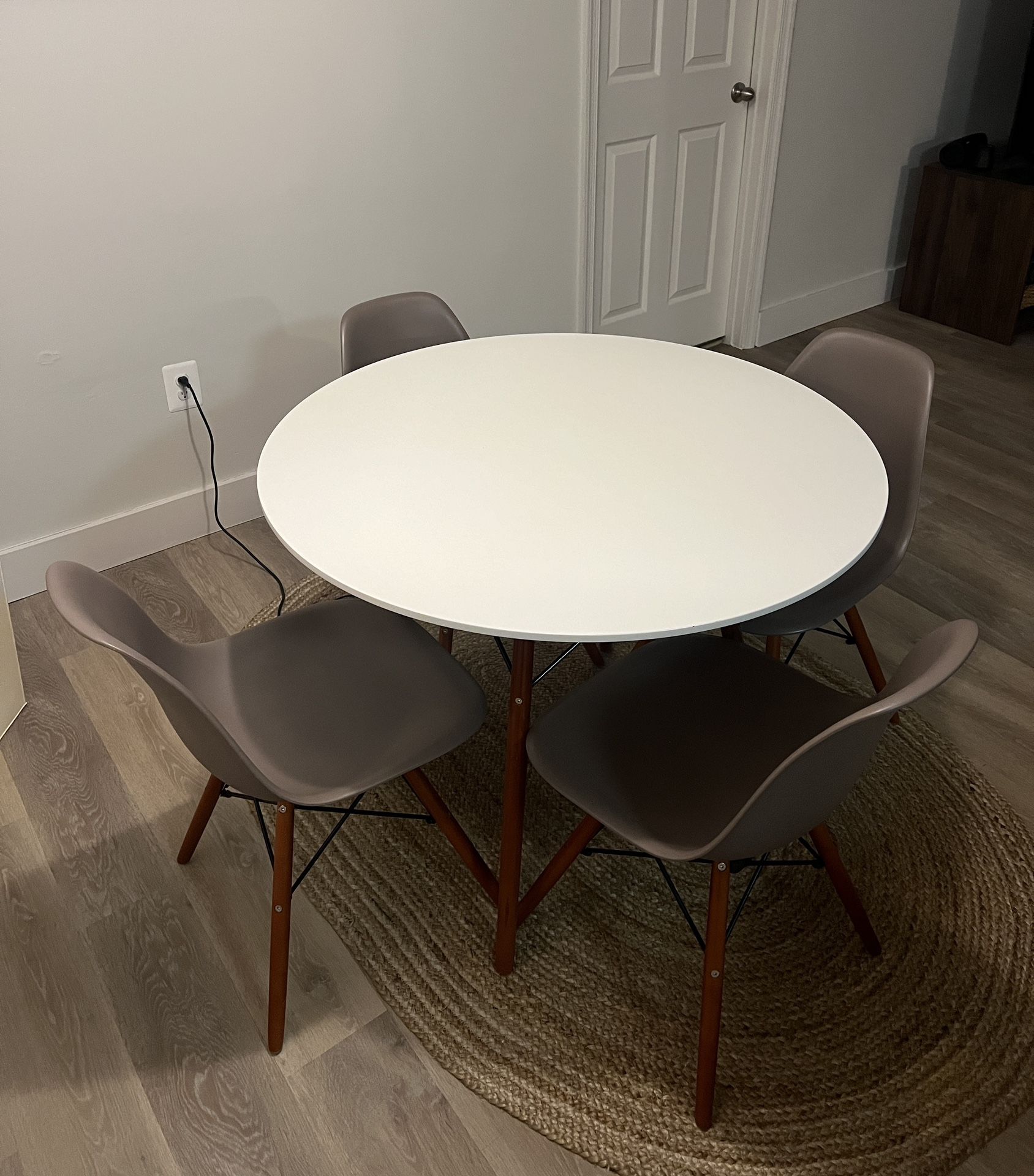 Tangkula Round Dining Table Set - Table + 4 Chairs