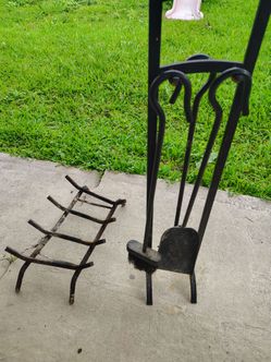 Wood rack & fireplace tools
