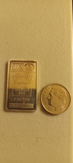 5 Gram JM Silver Bar .999 Fine 5 of 5