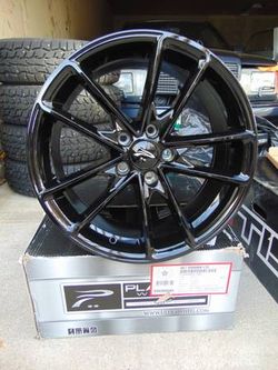 4 New Gloss Black 18X8.5 Platinum Rims  5X114.3/5X4.5 +35MM Offset