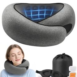 Advanced Memory Foam Neck Travel Pillow, Neck Pillow Airplane with Eye Mask & Ear Plugs, Designed for The Comfort of Travel & Office, Travel Pillow fo