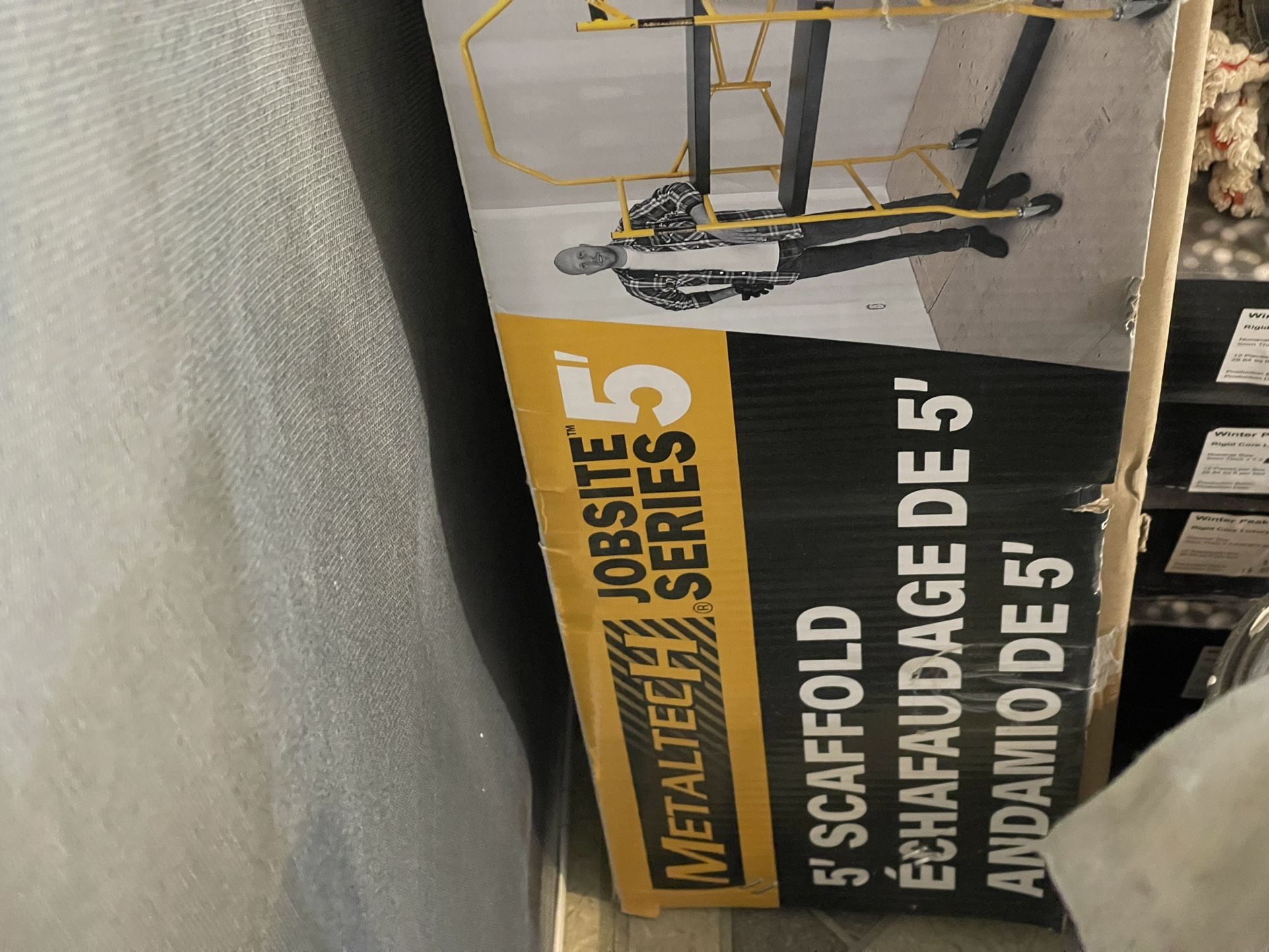 MetalTech Jobsite Series 3.3 ft. L x 6.3 ft. H x 2.6 ft. D Scaffold Work Platform with Safety Rail and Tool Tray, 900 lb. Capacity