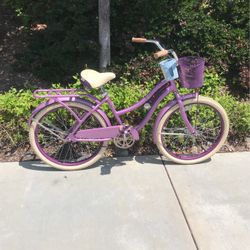 24” Huffy Nel Lusso Ladies/Girls Lavander Beach Cruiser 
