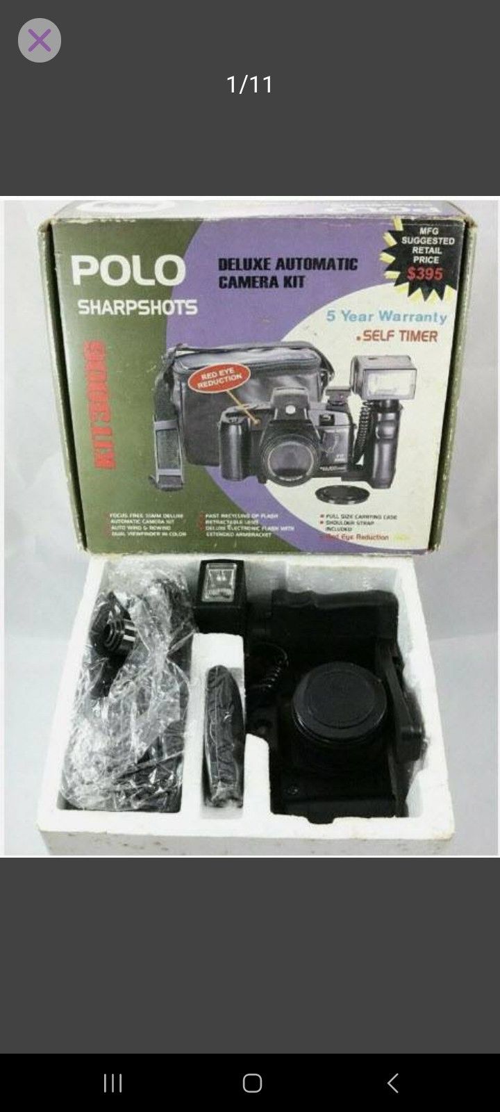 Vintage Polo Sharpshots Kit 3006 35mm Film Camera, Lens, Flash