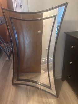 Large Wall Mirror with Dark Wood Frame