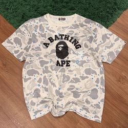 BAPE Glow In The Dark Camo Tee Cream/Grey - Size XL - PreOwned