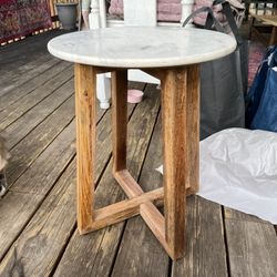 Mango Wood Marble top end table - custom. Perfect Condition