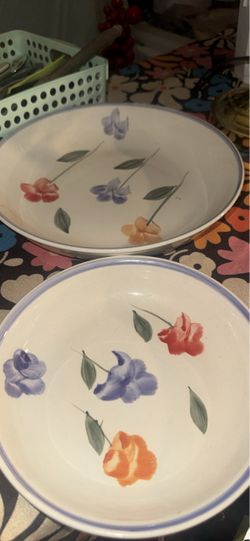 Floral Ceramic Bowls Set of 2