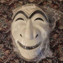 New White Halloween Cosplay Plastic Costume Play Happy Unibrow Mask