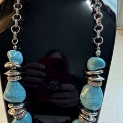 Stunning Stone Age, Blue Turquoise Necklace. 