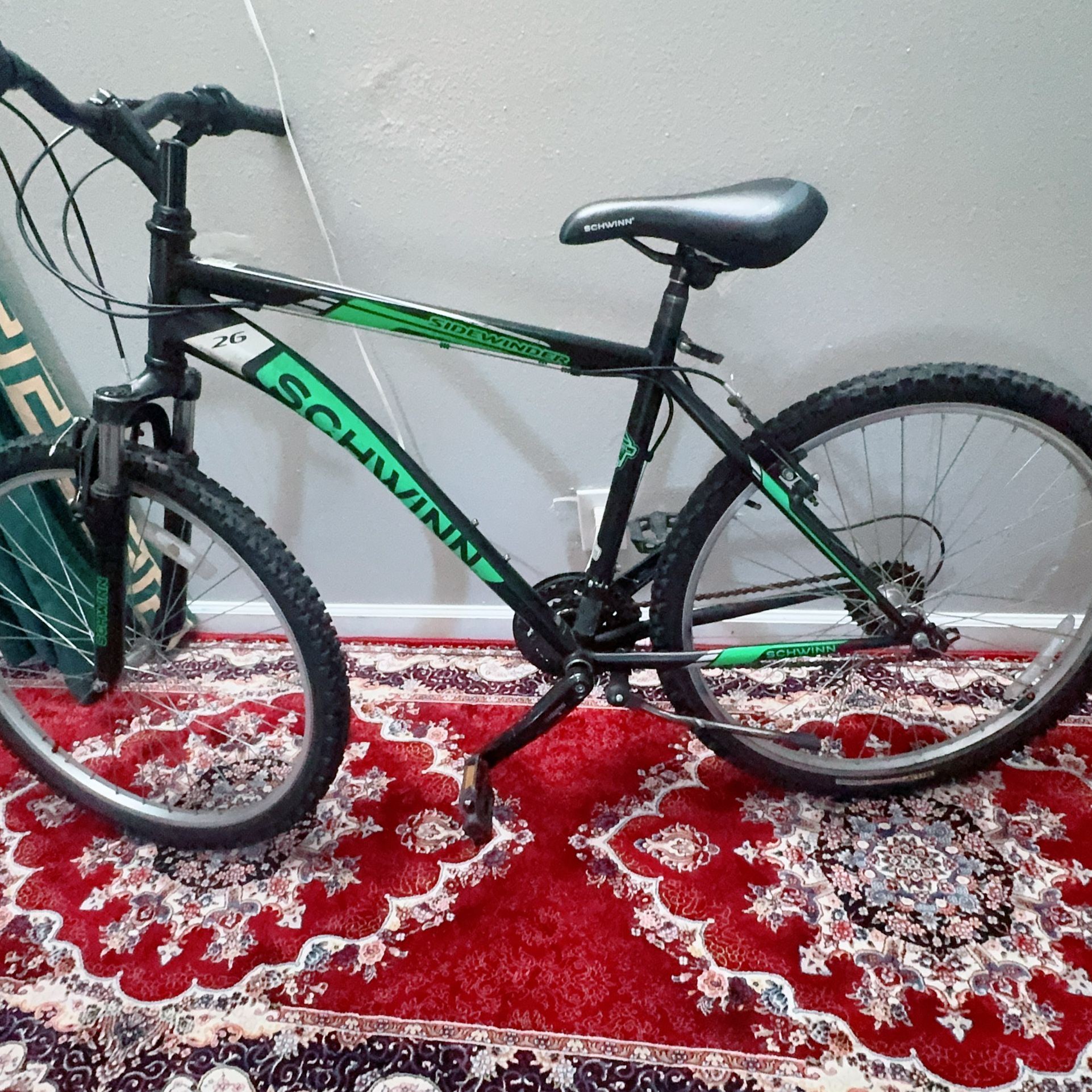 Schwinn Sidewinder Mountain Bike, 26-inch Wheels, 21 Speeds, Black / Green