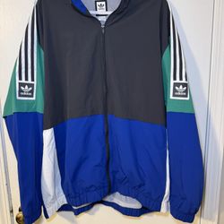 Adidas Track Windbreaker Zip Up Jacket Size 2XL Multi Color 