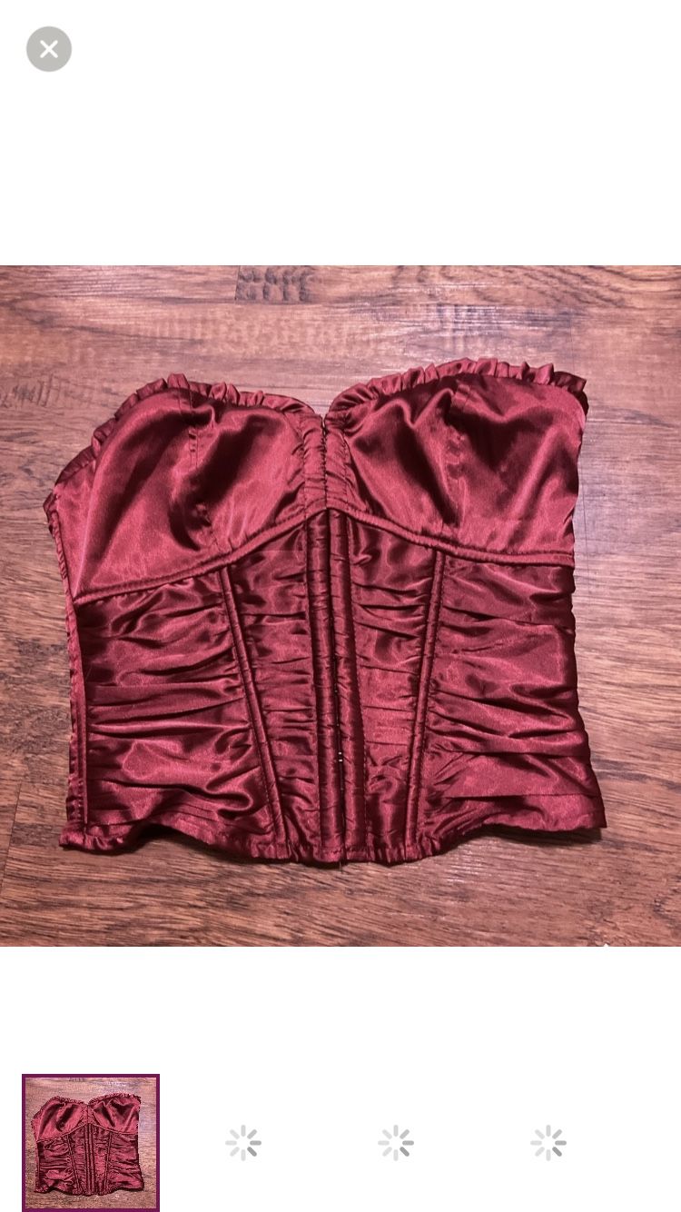 Satin Ruffled Strapless Corset