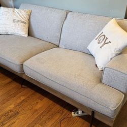 Rivet Modern Industrial Metal Leg Sofa Couch, 83.1"W, Light Gray
