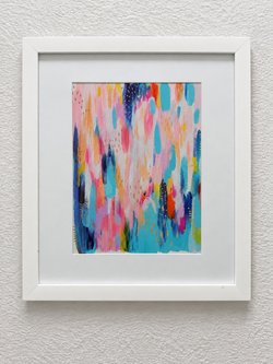 Colorful Abstract Wall Art in White Frame – 14 x 12 inches