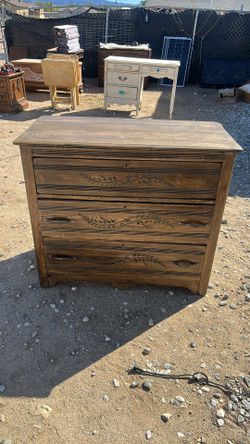 Vintage Real Wood Dresser With Detail 