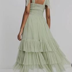 Lace And Beads Green Tulle Dress