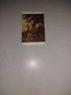 RARE VINTAGE 1967 KING CHARLES I AT THE HUNT UNUSED POSTCARD 