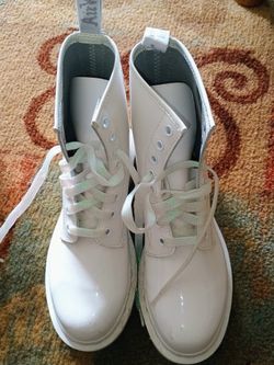 Dr. Martens 1460 White Patent Leather Combat Boots