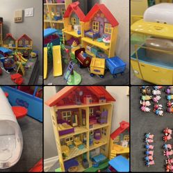 Peppa Pig  (rare Set).  Big House, Small House, Airplane, van, Bus, Helicopter, Train, Two Slides  And More 