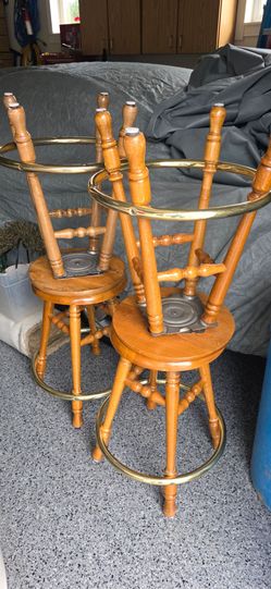 Qty. 4 Solid Oak Bar Stools