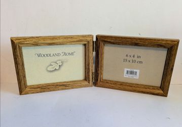 Frame Oak Finish Double Hinged Picture Frame Brown 6 x 4 NWT