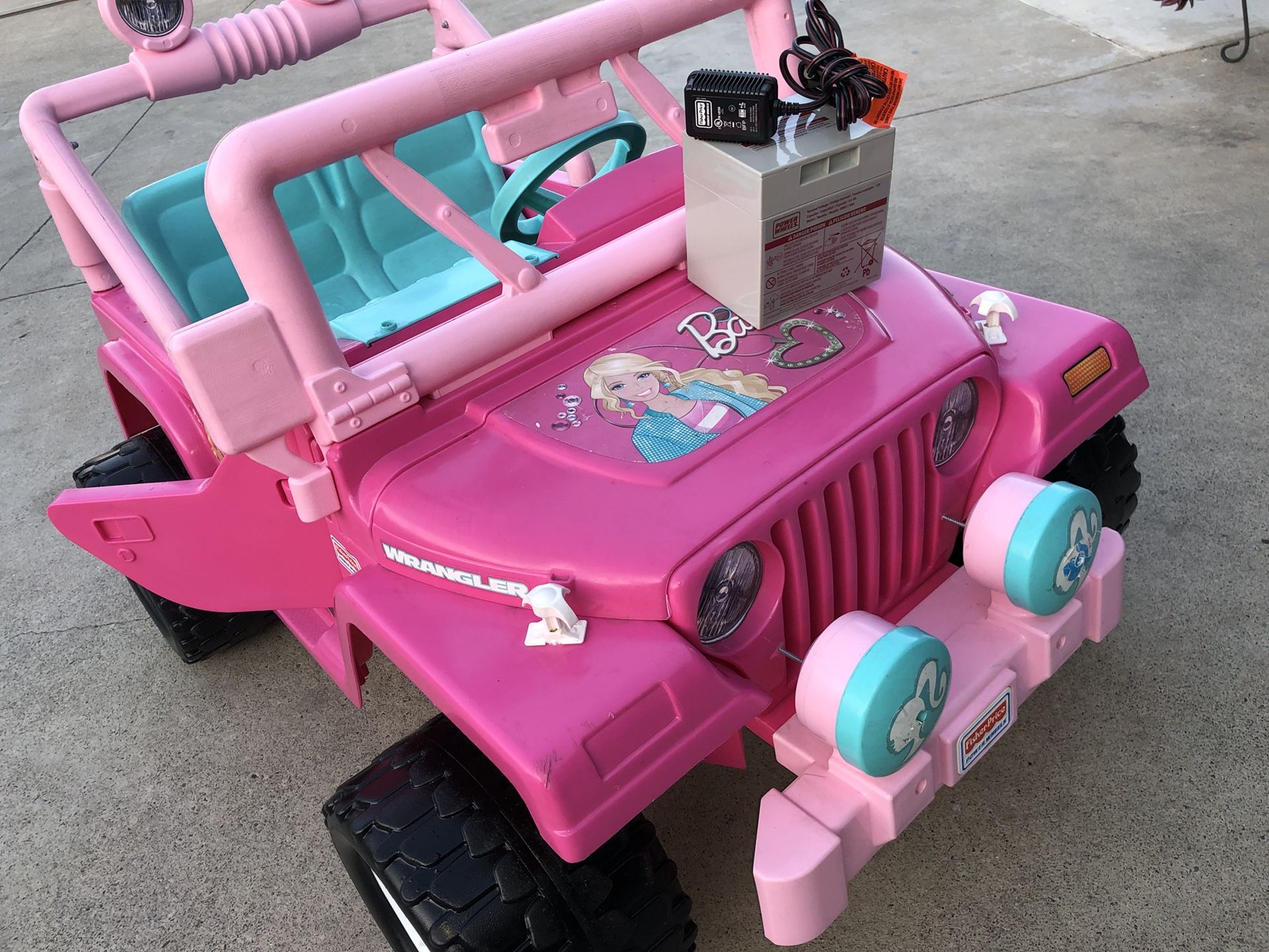 Barbie Jeep Wrangler 12volt electric kids ride on cars power wheels for Sale in Anaheim, CA