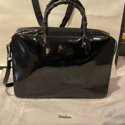 Gucci Black Patent Leather Bamboo Handles 2-WAY TOTE