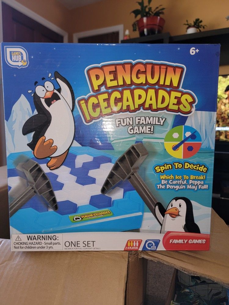 NEW PENGUIN  ICECAPADES GAME. SPIN, BREAK THE ICE,  AND DON'T LET YOU PENGUIN FALL IN. 