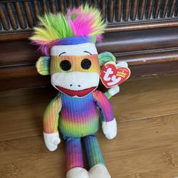 TY beanie babies rainbow Sock monkey 