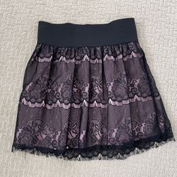 Xhilitation Black Lace Overlay Tulip Skirt, S