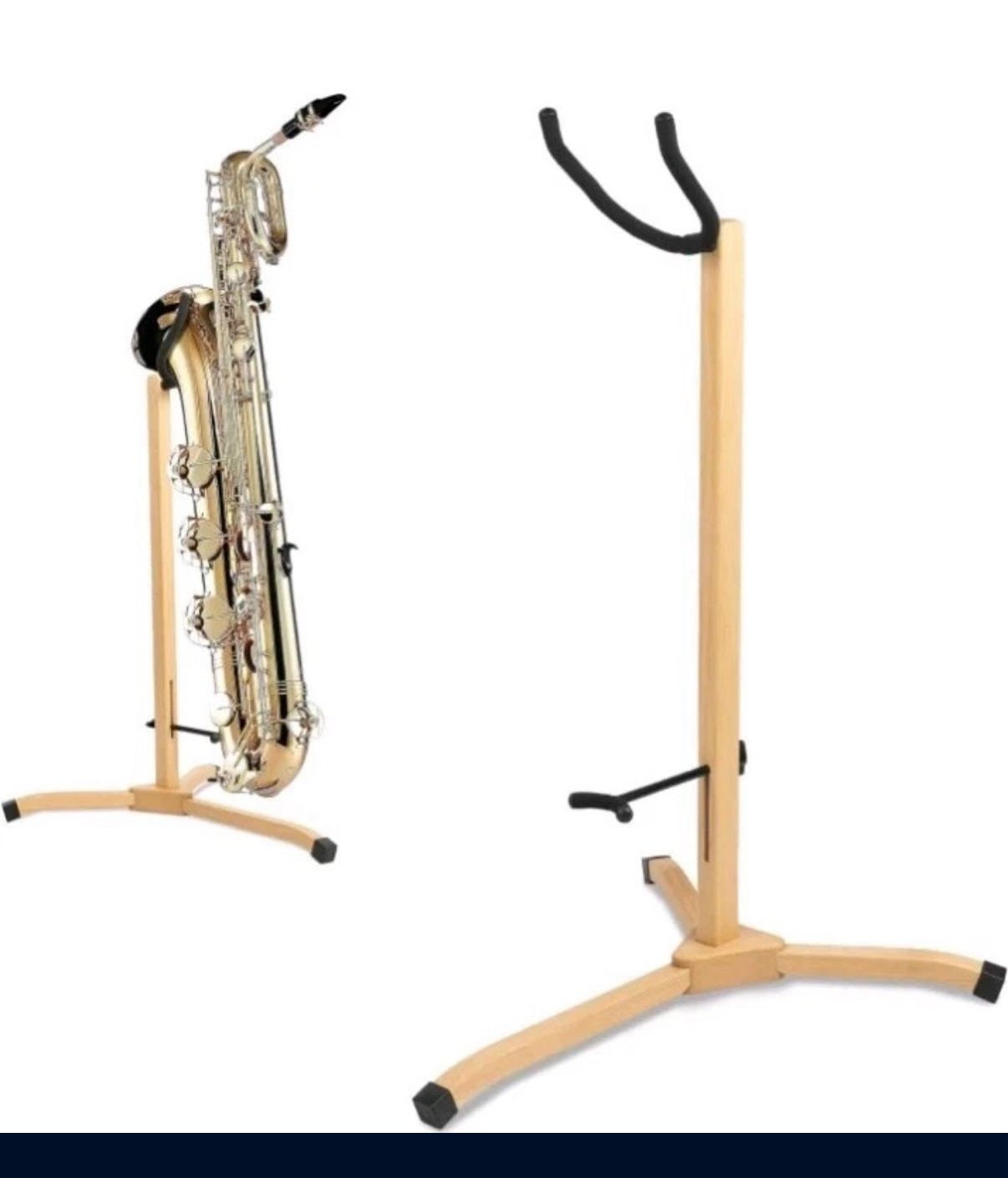 Saxophone Stand for Baritone/Tenor Saxophones, Wooden Sax Floor Stand Holder