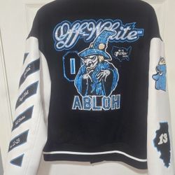 Off-White c/o Virgil Abloh
Cryst Graphics Leather Varsity - Black Peacock