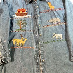 Vintage 90’s Noah’s Ark Button Down Denim Shirt