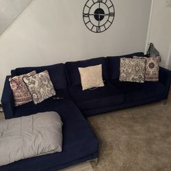 Velvet Suede Blue Couch
