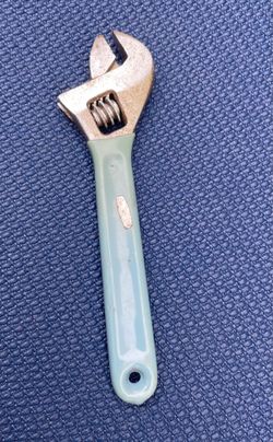 Vintage utility Adjustable Wrench with Blue/Grey Handle tool