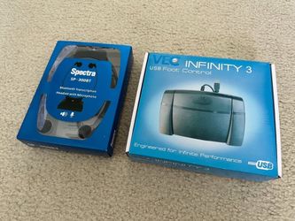 Spectra Bluetooth Transcription Headset + VEC Infinity 3 Foot Control Bundle