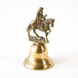 5"x2.5" Bronze Metal Horse Rider Stallion Stead Bell Sculpture Statue Figurine