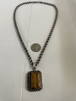 Sterling Silver And Tiger Eye, Chain, And Pendant