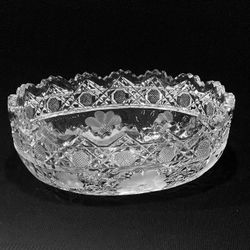 Antique American Brilliant Period Cut Crystal Decorative Oval Bowl 8”-6”-3” 