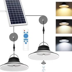 Solar Lights Indoor Dimmable with Remote 3000K/4500K/6000K, 2x16.4ft Cable IP65 Waterproof for Shed, Barn, Gazebo, Patio(2 Pack)