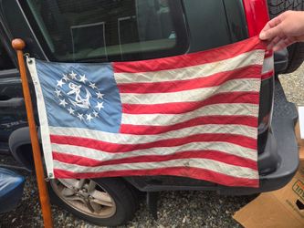 US Yacht Ensign Flag with Wooden Pole